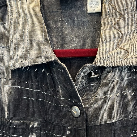 Chicos Black Embroidery Jacket with Metallic threading Size 1=8/10 Medium - Picture 3 of 11